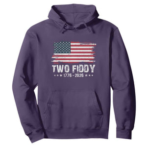 Two Fiddy USA 250th Anniversary Hoodie Vintage American Flag Patriotic Humor