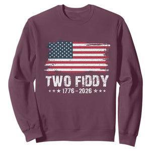 Two Fiddy USA 250th Anniversary Sweatshirt Vintage American Flag Patriotic Humor