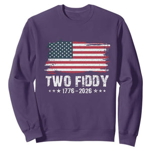 Two Fiddy USA 250th Anniversary Sweatshirt Vintage American Flag Patriotic Humor