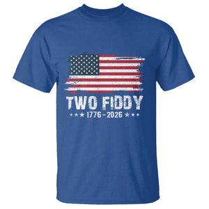 Two Fiddy USA 250th Anniversary T Shirt Vintage American Flag Patriotic Humor