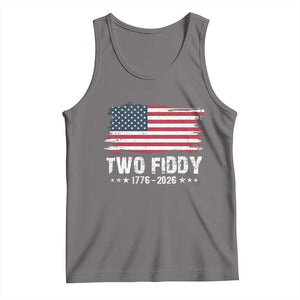 Two Fiddy USA 250th Anniversary Tank Top Vintage American Flag Patriotic Humor