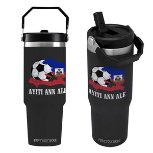 Ayiti Ann Ale Haiti Soccer Flip Straw Tumbler Haitian Football Fan Pride Flag Graphic Caribbean Sports