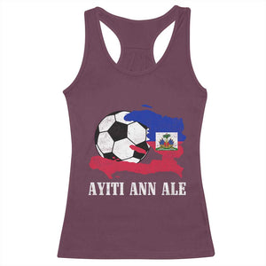 Ayiti Ann Ale Haiti Soccer Racerback Tank Top Haitian Football Fan Pride Flag Graphic Caribbean Sports