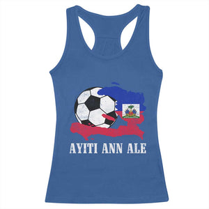 Ayiti Ann Ale Haiti Soccer Racerback Tank Top Haitian Football Fan Pride Flag Graphic Caribbean Sports