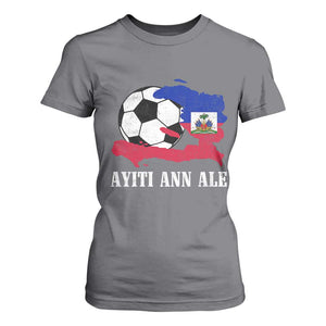 Ayiti Ann Ale Haiti Soccer T Shirt For Women Haitian Football Fan Pride Flag Graphic Caribbean Sports
