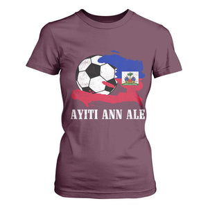 Ayiti Ann Ale Haiti Soccer T Shirt For Women Haitian Football Fan Pride Flag Graphic Caribbean Sports