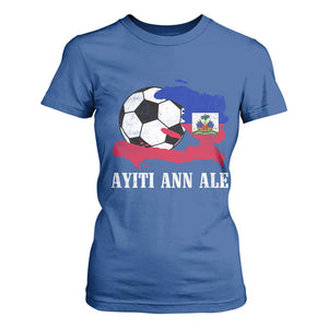 Ayiti Ann Ale Haiti Soccer T Shirt For Women Haitian Football Fan Pride Flag Graphic Caribbean Sports
