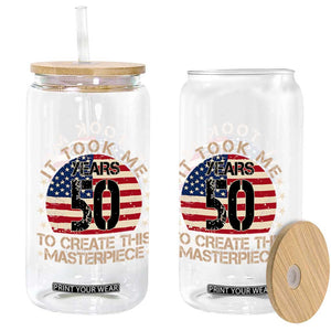 50th Birthday Glass Can It Took Me 50 Years To Create This Masterpiece Vintage American Flag