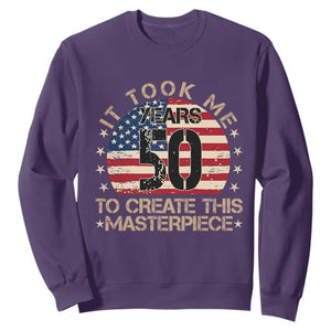 50th Birthday Sweatshirt It Took Me 50 Years To Create This Masterpiece Vintage American Flag
