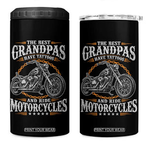 Biker Grandpa Best Grandpas Have Tattoos and Ride Motorcycles 4 in 1 Can Cooler Tumbler