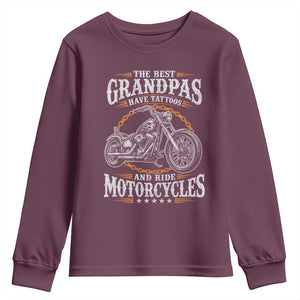 Biker Grandpa Best Grandpas Have Tattoos and Ride Motorcycles Youth Sweatshirt