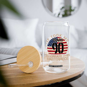 90th Birthday Glass Can It Took Me 90 Years To Create This Masterpiece Vintage American Flag