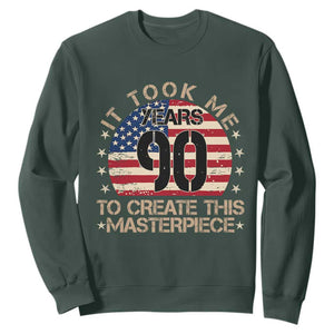 90th Birthday Sweatshirt It Took Me 90 Years To Create This Masterpiece Vintage American Flag
