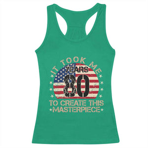 80th Birthday Racerback Tank Top It Took Me 80 Years To Create This Masterpiece Vintage American Flag