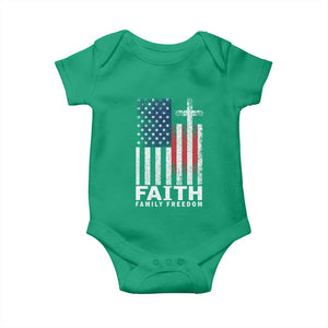 Faith Family Freedom Baby Onesie Charlie Kirk Patriotic Christian Vintage USA Flag TS10 Irish Green Print Your Wear