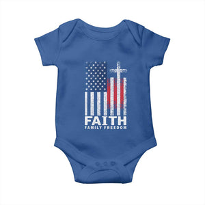 Faith Family Freedom Baby Onesie Charlie Kirk Patriotic Christian Vintage USA Flag TS10 Royal Blue Print Your Wear