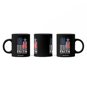 Faith Family Freedom Coffee Mug Charlie Kirk Patriotic Christian Vintage USA Flag TS10 Print Your Wear