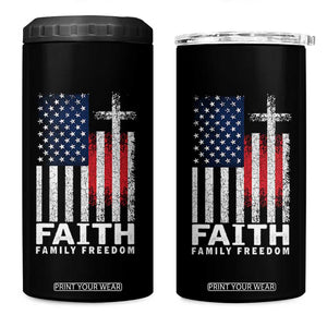 Faith Family Freedom 4 in 1 Can Cooler Tumbler Charlie Kirk Patriotic Christian Vintage USA Flag TS10 One Size: 16 oz Black Print Your Wear