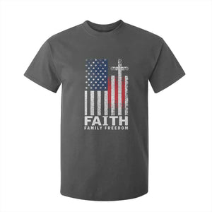 Faith Family Freedom T Shirt For Kid Charlie Kirk Patriotic Christian Vintage USA Flag TS10 Print Your Wear