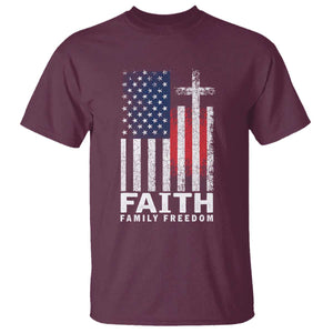 Faith Family Freedom T Shirt Charlie Kirk Patriotic Christian Vintage USA Flag TS10 Maroon Print Your Wear