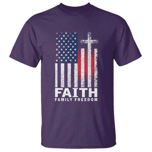 Faith Family Freedom T Shirt Charlie Kirk Patriotic Christian Vintage USA Flag TS10 Purple Print Your Wear