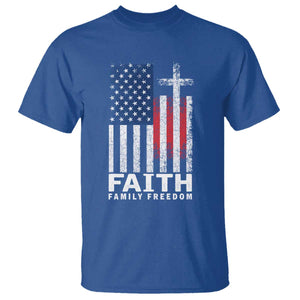 Faith Family Freedom T Shirt Charlie Kirk Patriotic Christian Vintage USA Flag TS10 Royal Blue Print Your Wear