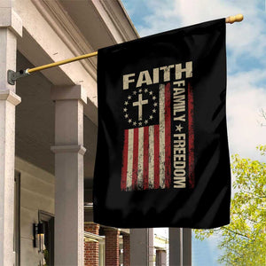 Faith Family Freedom Garden Flag Patriotic Christian Vintage USA Flag TS10 Print Your Wear