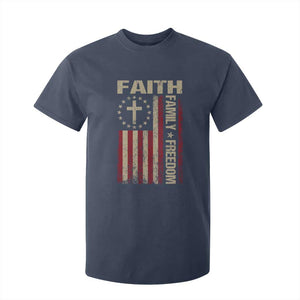 Faith Family Freedom T Shirt For Kid Patriotic Christian Vintage USA Flag TS10 Navy Print Your Wear