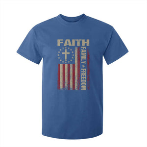 Faith Family Freedom T Shirt For Kid Patriotic Christian Vintage USA Flag TS10 Royal Blue Print Your Wear