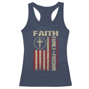 Faith Family Freedom Racerback Tank Top Patriotic Christian Vintage USA Flag TS10 Navy Print Your Wear