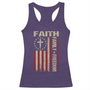 Faith Family Freedom Racerback Tank Top Patriotic Christian Vintage USA Flag TS10 Purple Print Your Wear