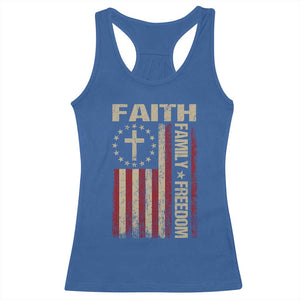 Faith Family Freedom Racerback Tank Top Patriotic Christian Vintage USA Flag TS10 Royal Blue Print Your Wear