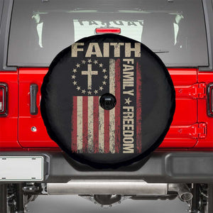 Faith Family Freedom Spare Tire Cover Patriotic Christian Vintage USA Flag TS10 Black Print Your Wear