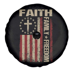 Faith Family Freedom Spare Tire Cover Patriotic Christian Vintage USA Flag TS10 Print Your Wear