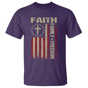 Faith Family Freedom T Shirt Patriotic Christian Vintage USA Flag TS10 Purple Print Your Wear