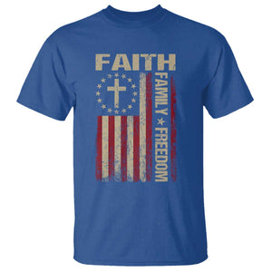 Faith Family Freedom T Shirt Patriotic Christian Vintage USA Flag TS10 Royal Blue Print Your Wear