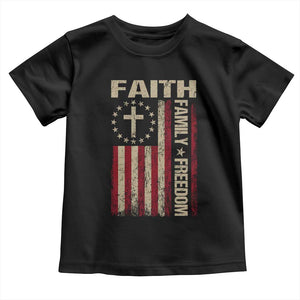 Faith Family Freedom Toddler T Shirt Patriotic Christian Vintage USA Flag TS10 Black Print Your Wear