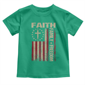 Faith Family Freedom Toddler T Shirt Patriotic Christian Vintage USA Flag TS10 Irish Green Print Your Wear