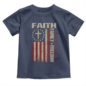 Faith Family Freedom Toddler T Shirt Patriotic Christian Vintage USA Flag TS10 Navy Print Your Wear