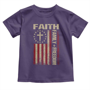 Faith Family Freedom Toddler T Shirt Patriotic Christian Vintage USA Flag TS10 Purple Print Your Wear