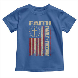 Faith Family Freedom Toddler T Shirt Patriotic Christian Vintage USA Flag TS10 Royal Blue Print Your Wear