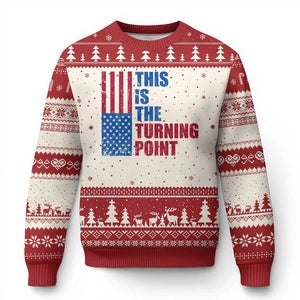 This is The Turning Point Ugly Christmas Sweater USA Flag Patriotic Freedom Conservative TS10 Beige Red Print Your Wear
