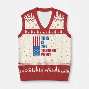 This is The Turning Point V-Neck Knit Sweater Vest USA Flag Patriotic Freedom Conservative TS10 Beige Red Print Your Wear