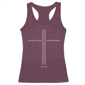 Charlie Kirk Racerback Tank Top A True Patriot Patriotic Christian Cross TS10 Maroon Print Your Wear