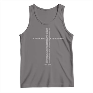 Charlie Kirk Tank Top A True Patriot Patriotic Christian Cross TS10 Deep Heather Print Your Wear