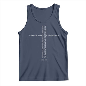 Charlie Kirk Tank Top A True Patriot Patriotic Christian Cross TS10 Navy Print Your Wear