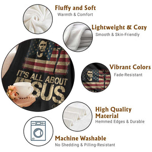 Charlie Kirk Throw Blanket Its All About Jesus USA Flag Patriotic Christian TS10 Print Your Wear