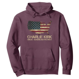 Charlie Kirk Hoodie Great American Patriot USA Flag TS10 Maroon Print Your Wear