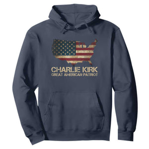 Charlie Kirk Hoodie Great American Patriot USA Flag TS10 Navy Print Your Wear
