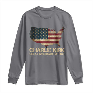 Charlie Kirk Long Sleeve Shirt Great American Patriot USA Flag TS10 Charcoal Print Your Wear